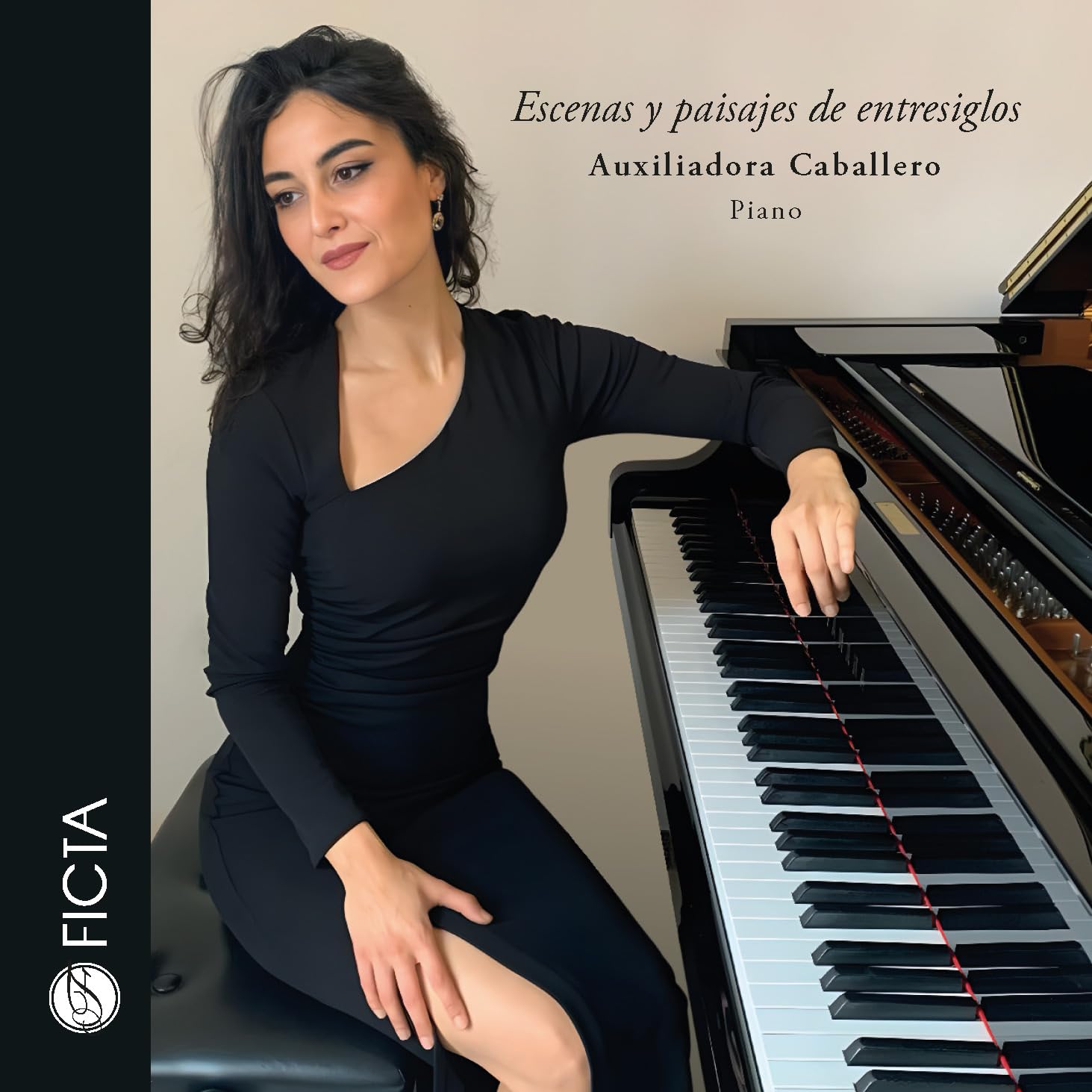 Album cover with Auxiliadora sitting by a piano